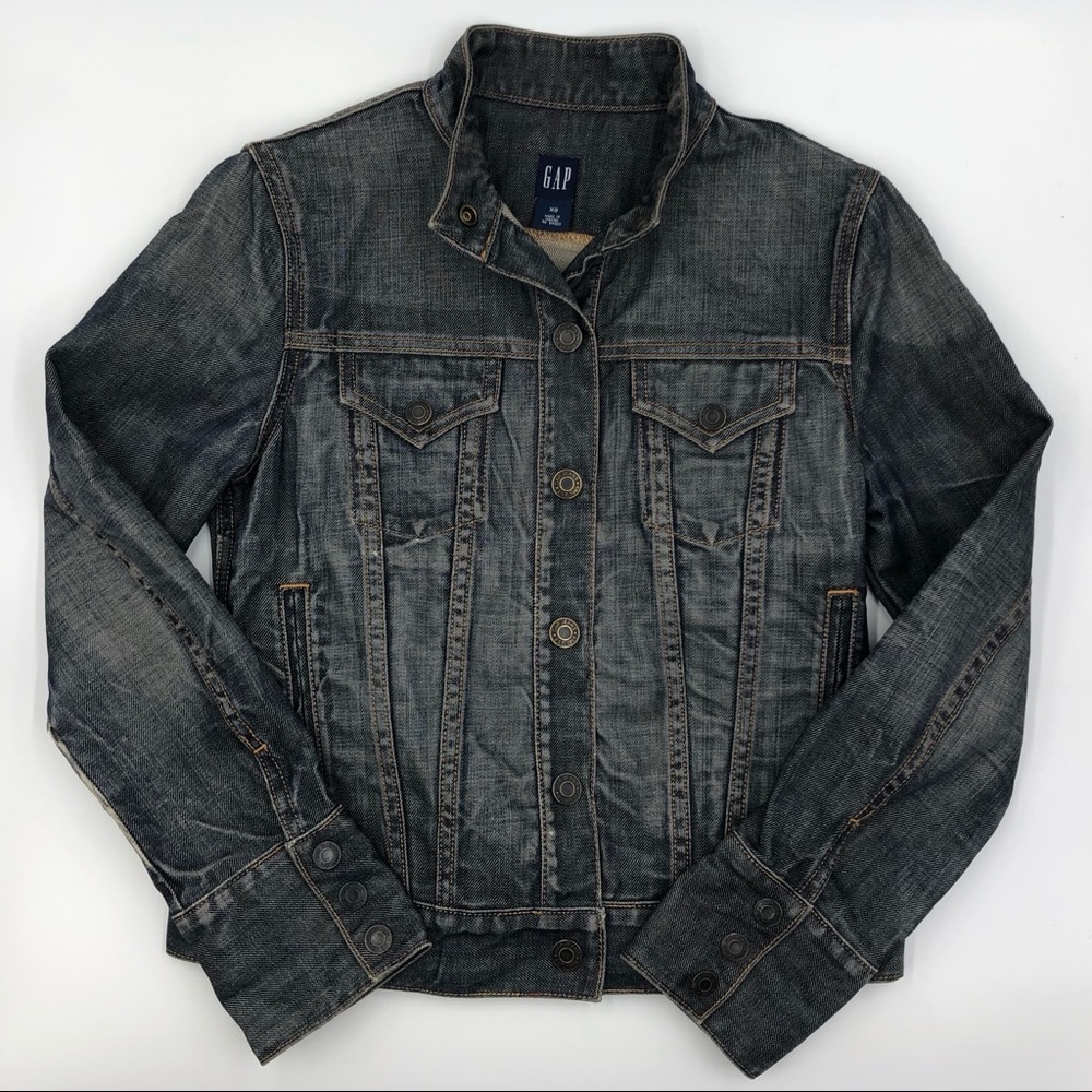 Gap Denim Dark Jean Jacket Collarless